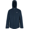 Dunkelblaue Regenjacke mit Kapuze und Reißverschluss