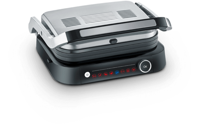 Elektrische contactgrill met gesloten roestvrijstalen deksel