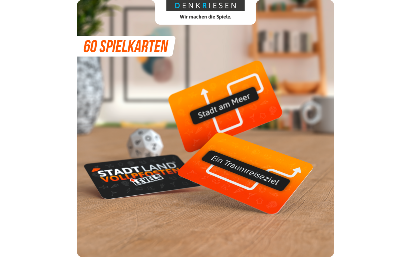 Product afbeelding Denkriesen Stadt Land Vollpfosten Levels Kartenspiel 4 Level Wortspiel 1