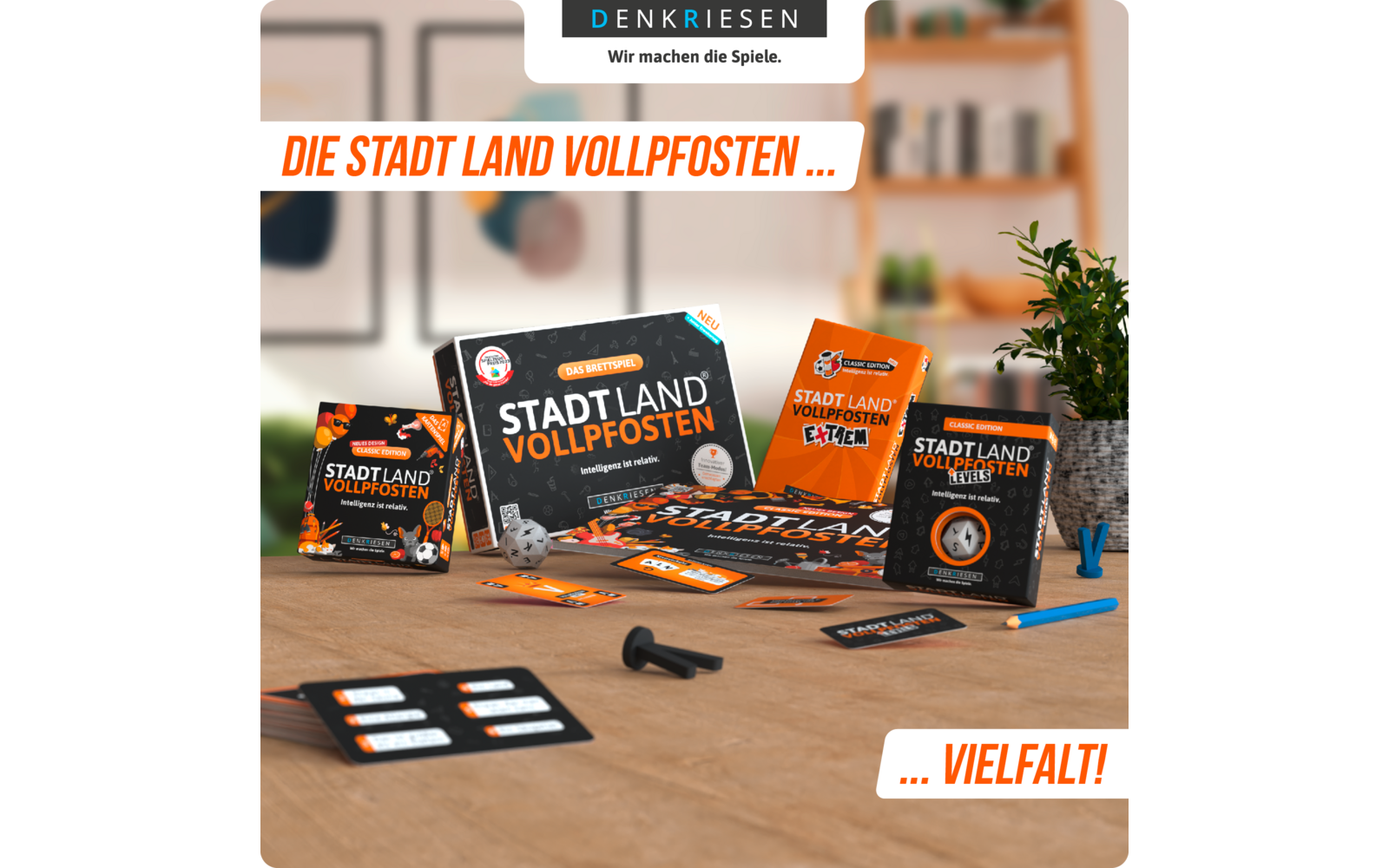 Product afbeelding Denkriesen Stadt Land Vollpfosten Levels Kartenspiel 4 Level Wortspiel 1