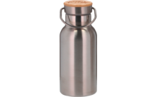 491583 - Camplife Edelstahl Isolierflasche mit Bambusdeckel 350 ml
