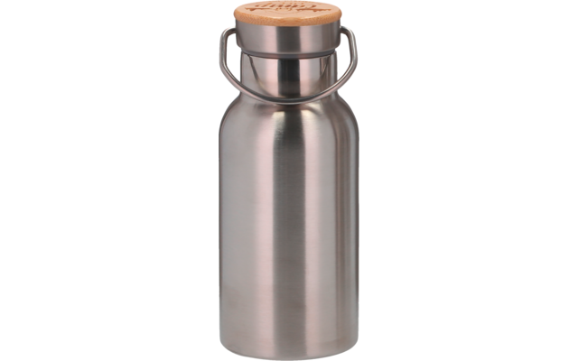 Bouteille en acier inoxydable avec bouchon en bois