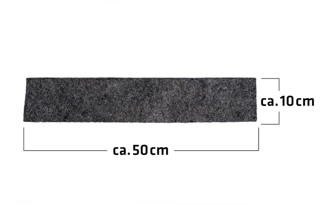 Grijze rechthoekige schuimblok van ongeveer 50 cm lang en 10 cm hoog