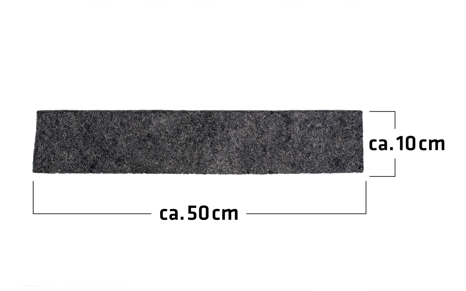 Grijze rechthoekige schuimblok van ongeveer 50 cm lang en 10 cm hoog