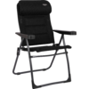 Schwarzer Klappstuhl mit Metallgestell, gepolstertem Kopfkissen, Netzrückenlehne und Armlehnen
