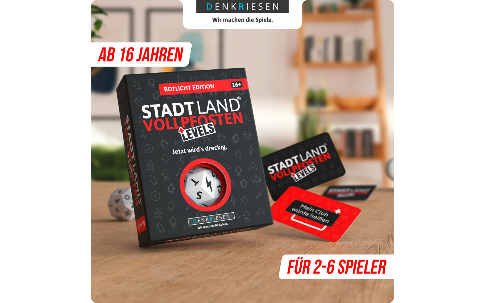 Product afbeelding Denkriesen Stadt Land Vollpfosten Levels Kartenspiel 4 Level Wortspiel 1