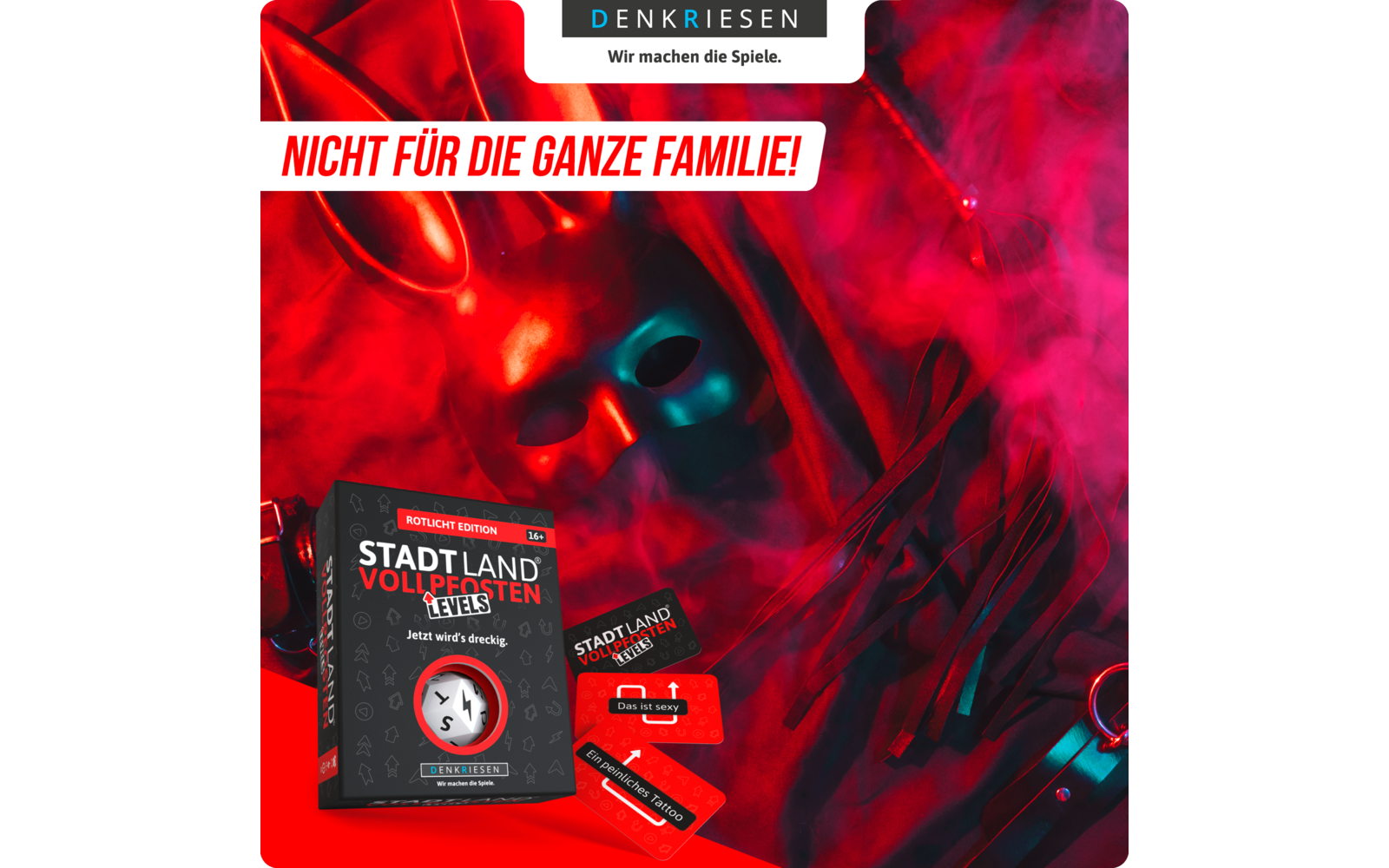 Product afbeelding Denkriesen Stadt Land Vollpfosten Levels Kartenspiel 4 Level Wortspiel 1