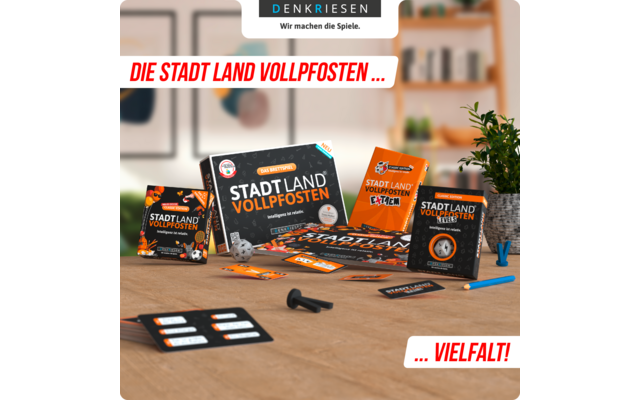 Product afbeelding Denkriesen Stadt Land Vollpfosten Levels Kartenspiel 4 Level Wortspiel 1