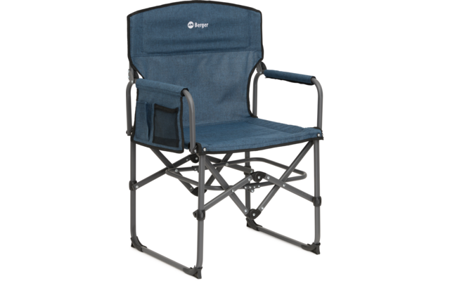 Blauer Regiestuhl mit Metallgestell