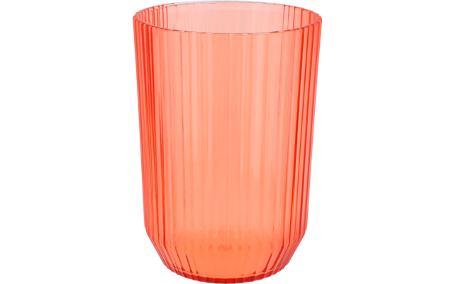 Transparentes orangefarbenes Glas mit vertikalen Rillen, zylindrisch und leicht konisch