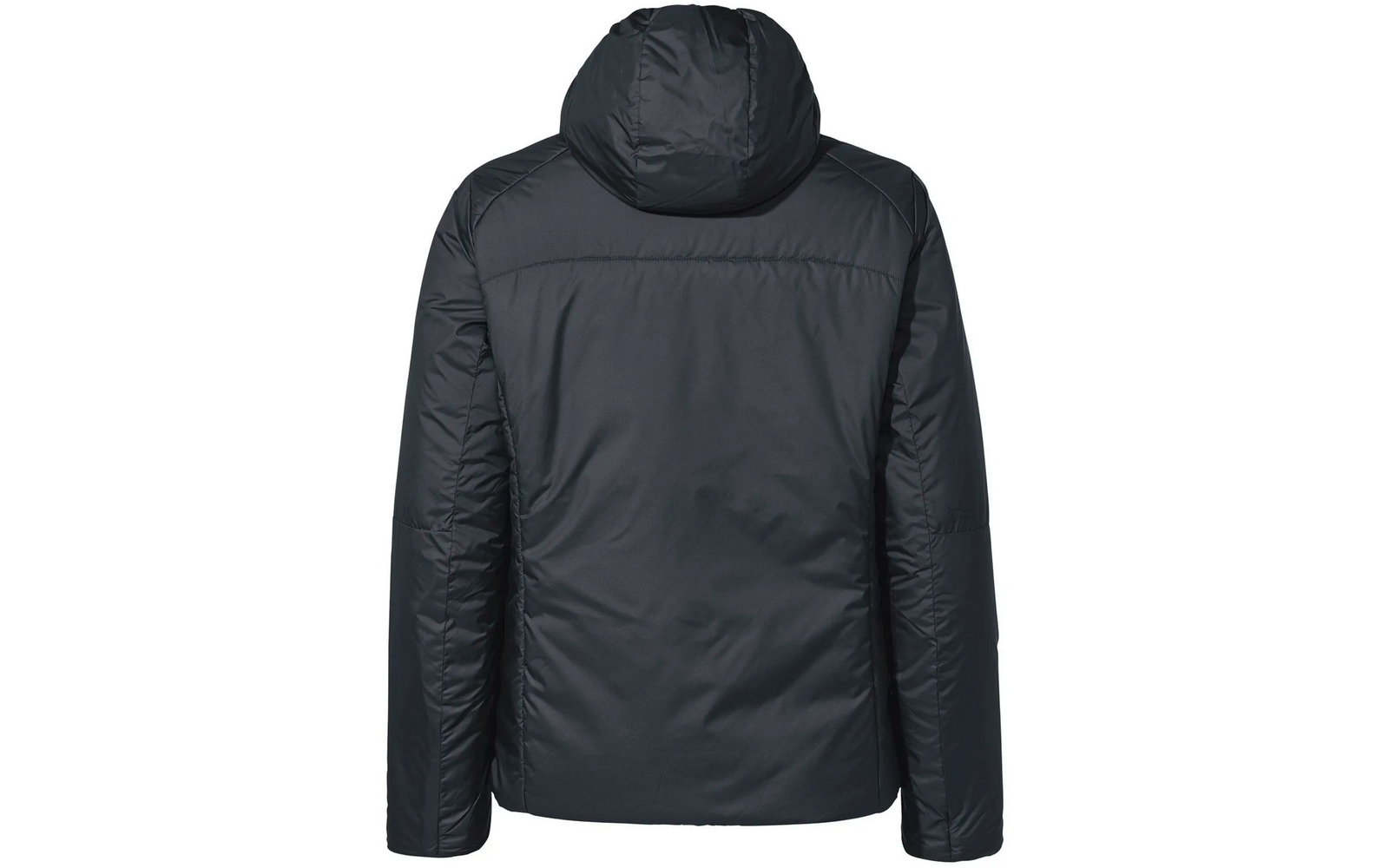 Schwarze Jacke mit Kapuze, Rückansicht
