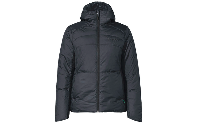 Schwarze Steppjacke mit Kapuze und Reißverschluss