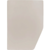 Une feuille de papier blanche rectangulaire avec un coin inférieur droit coupé