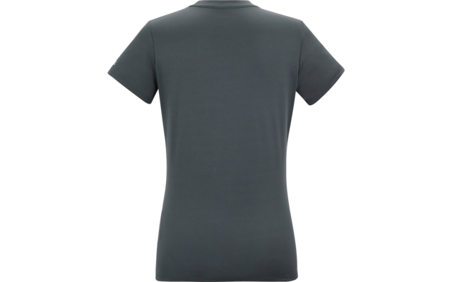 T-shirt gris foncé à manches courtes, vue de dos, sur fond blanc