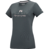 T-shirt anthracite cintré à manches courtes et col rond, motif ligne blanc représentant une silhouette de montagne avec deux petits cœurs et l'inscription "Alpenprinzessin" sur la poitrine