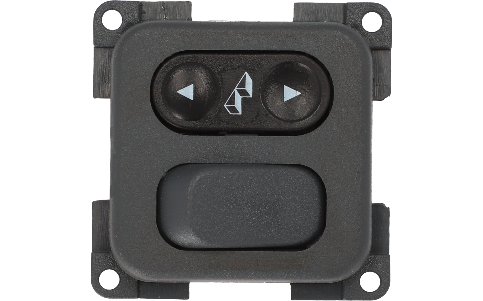 Schwarzes Bedienelement mit zwei Pfeiltasten und einem Symbol in der Mitte