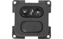 Zwart bedieningspaneel met twee pijltjestoetsen en een symbool in het midden