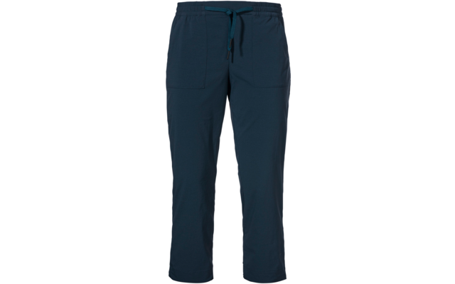 Dunkelblaue 3/4-Hose mit elastischem Bund, Tunnelzug und zwei aufgesetzten Taschen vorne