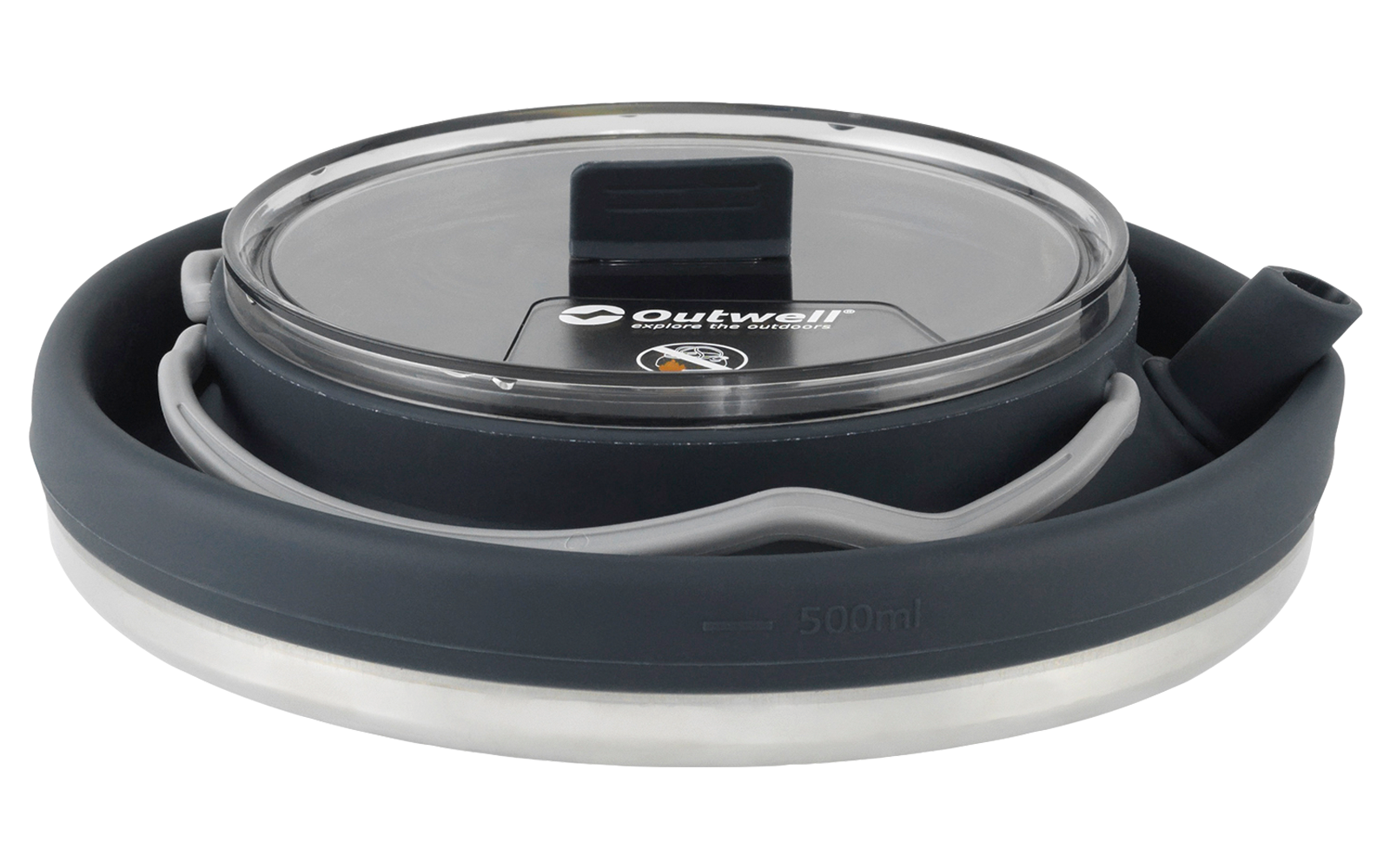 Ronde zwart-grijze container met transparante deksel