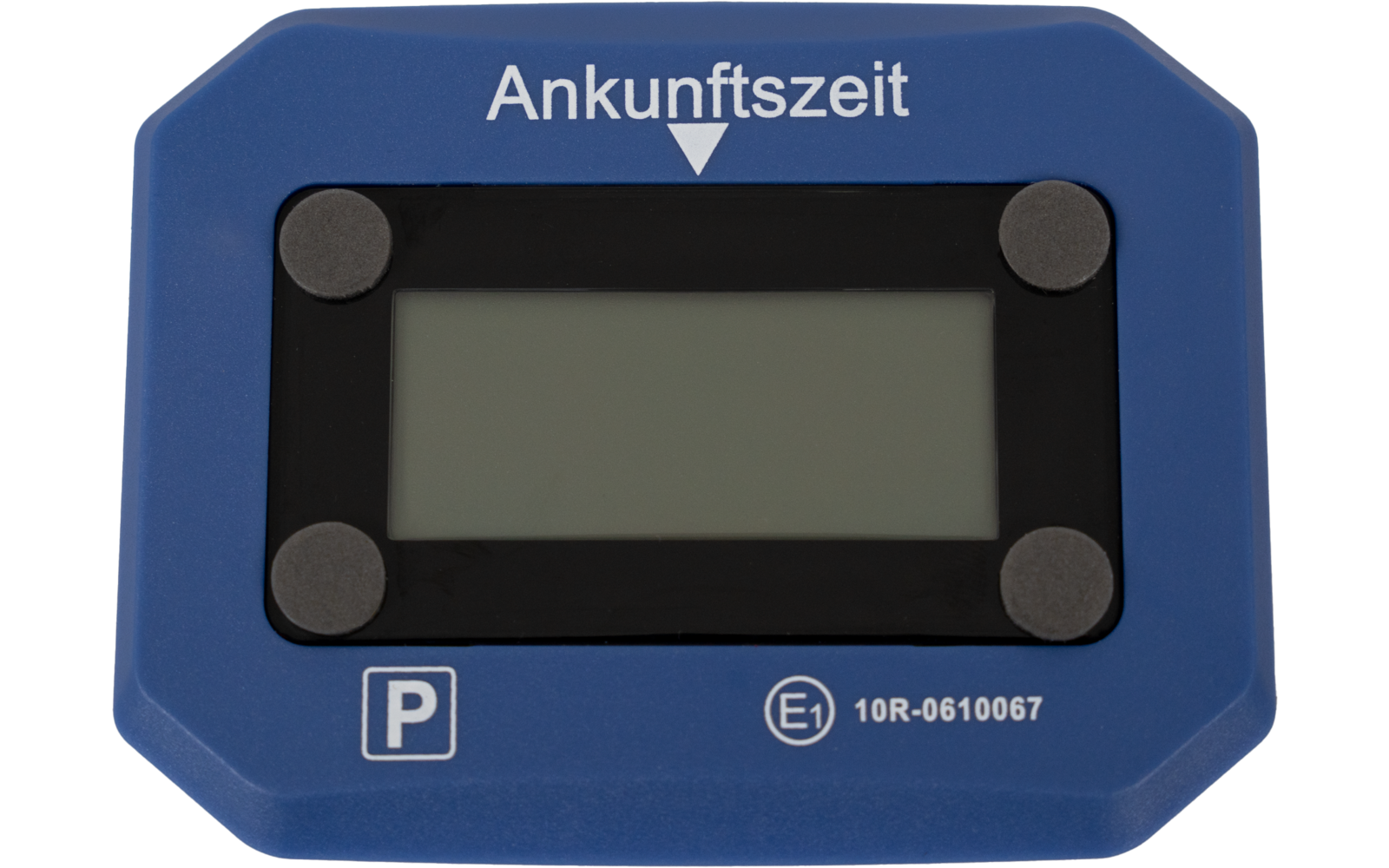 Blue arrival time parking disc with digital display