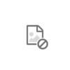 Pictogram van een document met een kleine afbeelding en een overliggende cirkel met diagonale streep op witte achtergrond