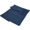 Dark blue blanket spread out flat on a white background