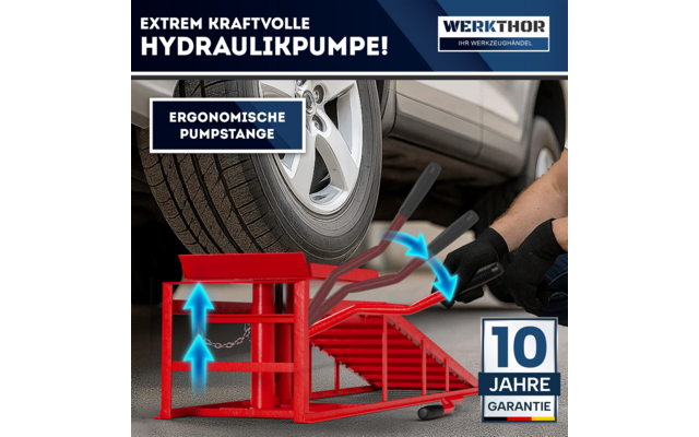 Produktbild Werkthor hydraulische Auffahrrampen 2er-Set h&ouml;henverstellbar bis zu 4 Tonnen 1