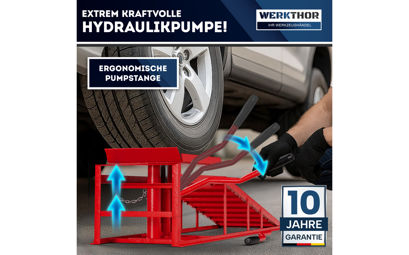 Produktbild Werkthor hydraulische Auffahrrampen 2er-Set h&ouml;henverstellbar bis zu 4 Tonnen 1