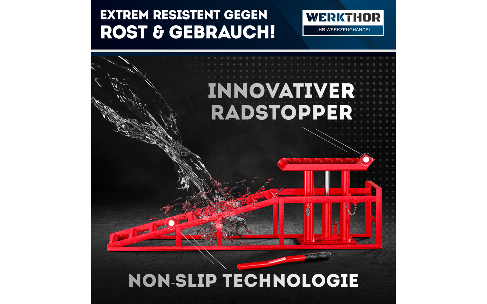 Produktbild Werkthor hydraulische Auffahrrampen 2er-Set h&ouml;henverstellbar bis zu 4 Tonnen 1