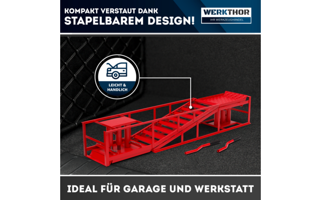 Produktbild Werkthor hydraulische Auffahrrampen 2er-Set h&ouml;henverstellbar bis zu 4 Tonnen 1
