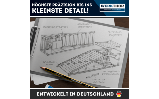 Produktbild Werkthor hydraulische Auffahrrampen 2er-Set h&ouml;henverstellbar bis zu 4 Tonnen 1