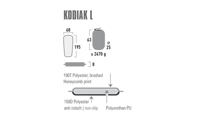 High Peak Kodiak L Stuoia termica autogonfiante 195 x 60 cm