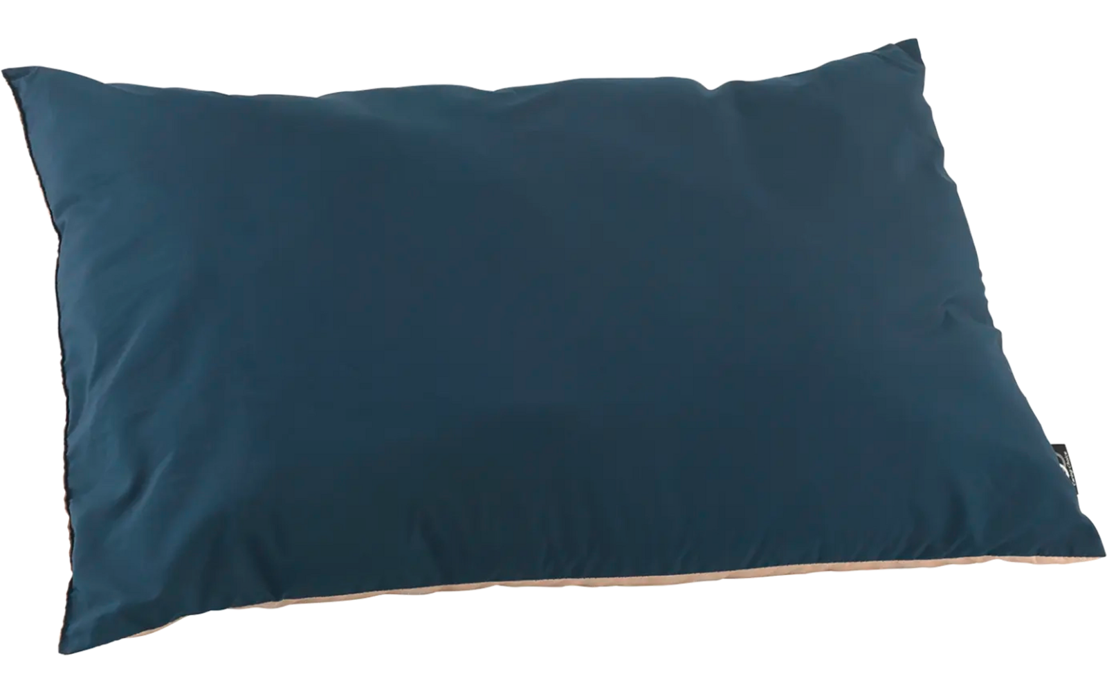 Blauw rechthoekig kussen op een witte achtergrond