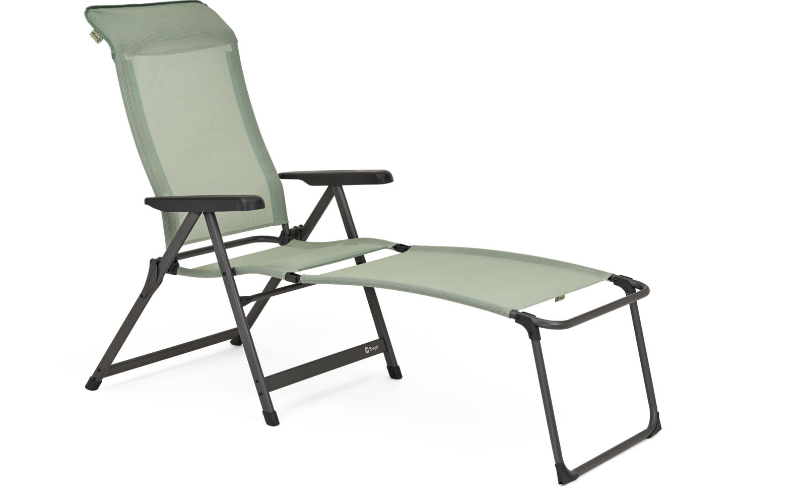Chaise pliante verte avec repose-pieds réglable