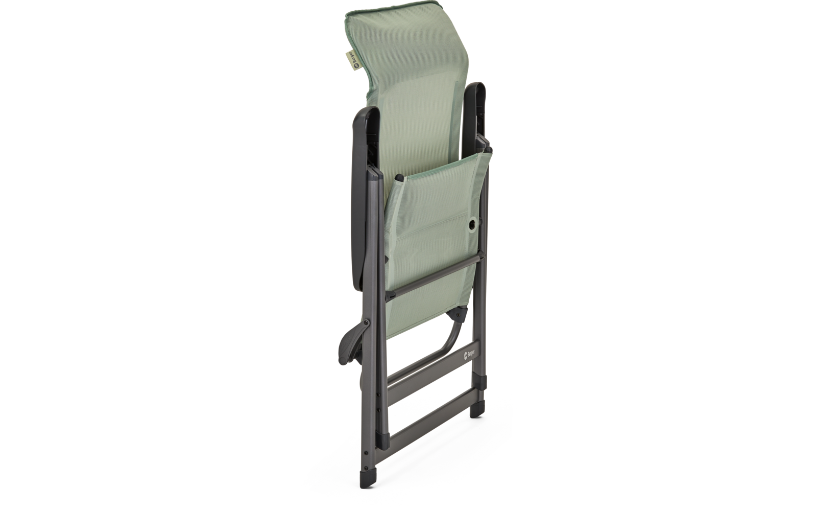 Chaise pliante grise pliée avec assise en tissu
