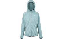 Hellblaue Damenjacke mit Kapuze und Reißverschluss