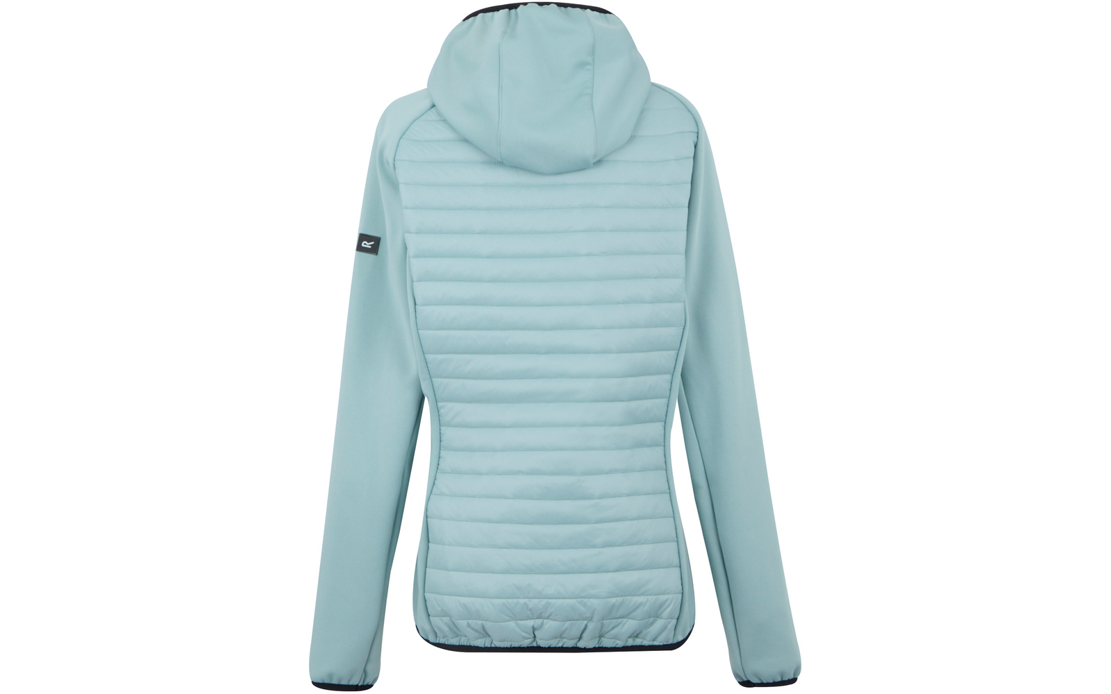 Sweat à capuche bleu clair avec panneau arrière matelassé, vue de dos