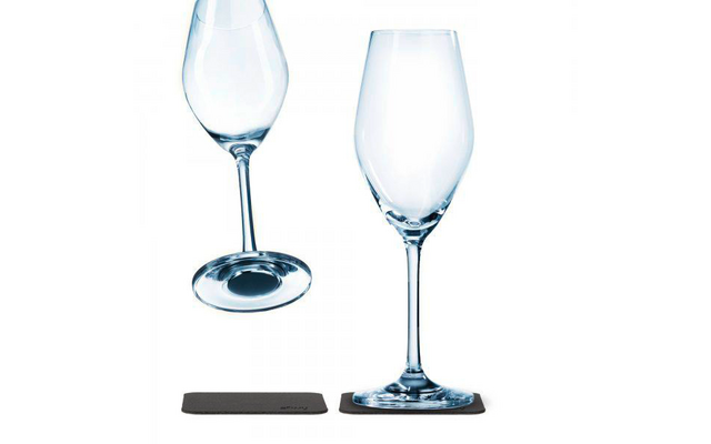 Verres à champagne magnétiques silwy® (200 ml) avec dessous de verre set de 2 pièces