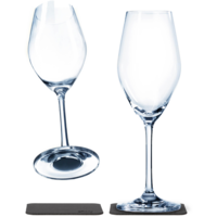 Silwy Magnet-Champagnergläser inkl. Untersetzer 2er Set (200 ml) 