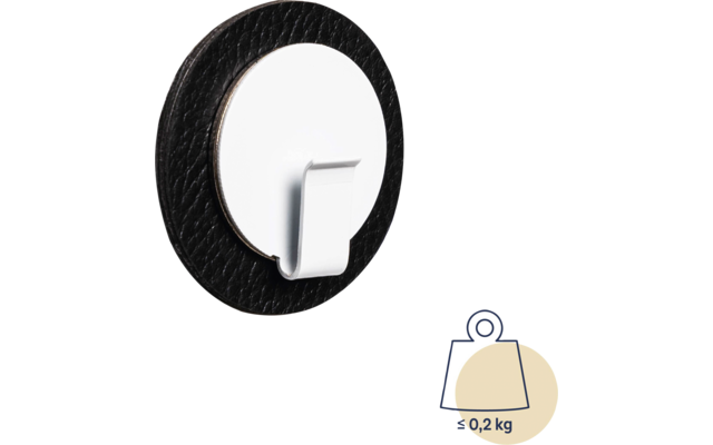 White self-adhesive hook on round black base