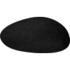 Black, irregular oval rug on white background
