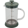 Kaffee-Presskanne aus Glas mit grünem Deckel und Griff