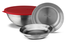 515629 - Primus CampFire Serving Kit Camping Geschirrset aus Edelstahl mit Silikondeckel 6-teilig