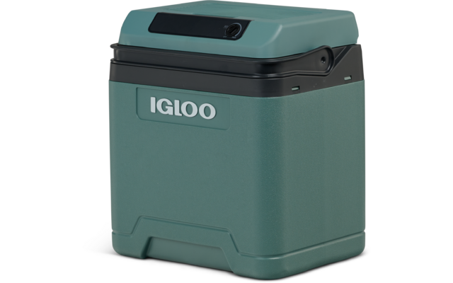 Türkisgrüne, rechteckige Box mit schwarzem Deckel und weißem 'IGLOO'-Schriftzug auf der Vorderseite