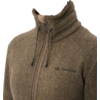 Brauner Pullover mit Reißverschluss und hohem Kragen, auf der linken Brust mit einem Logo
