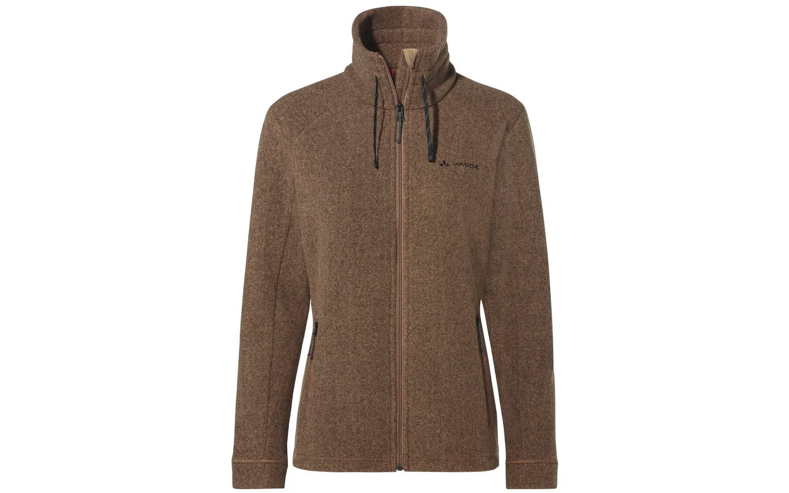Brauner Fleecepullover mit Reißverschluss und Kapuze