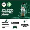 Flasche mit flüssigem Reinigungsmittel und Label mit Text und Icons