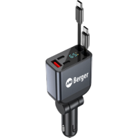 Berger GoCharge 12/24 V USB-C/USB-A Kfz-Ladeger&auml;t mit 2 integrierten USB-C-Kabeln und Schnellladefunktion 60 W