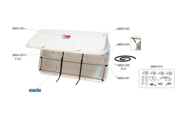 Fiamma protective net for rear box Ultra-Box 360 / 500 - Fiamma spare part number 97646-005