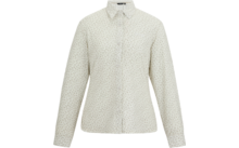 Damenbluse mit langen Ärmeln, Kragen und durchgehender Knopfleiste, cremefarben mit kleinem Blumenmuster